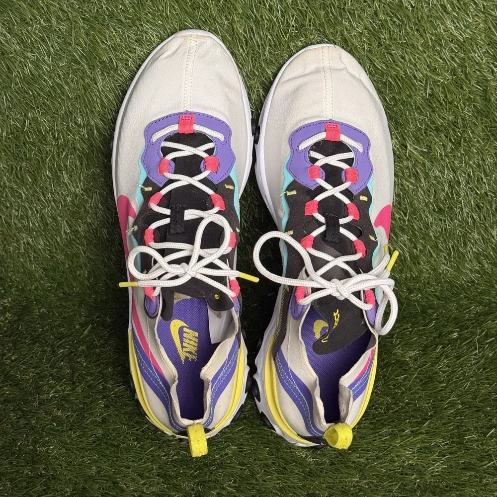 Nike React Element 55 Mens Size 11 White Pink Purple Running Shoes CK0846-100
